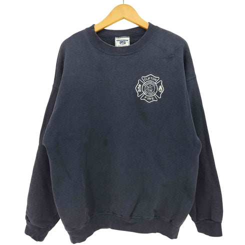 リー Lee 90-00S ULTRAWEIGHT 消防署 ロゴ プリント ヘヴィオンス クルーネック スウェット プルオーバー メンズ import:L